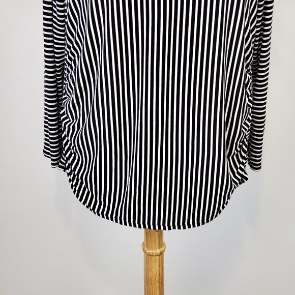 Time and Tru Stretchy Black White Striped Ruffle Maternity Top Size XL (16-18) - Picture 3 of 11